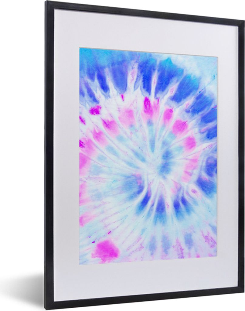 MuchoWow Gerahmtes Poster Sommer - Krawattenfärbung - Weiß 30x40 cm - Poster mit Schwarzem Bilderrahmen Wandposter Rahmen Foto Bilder - Wandpos...