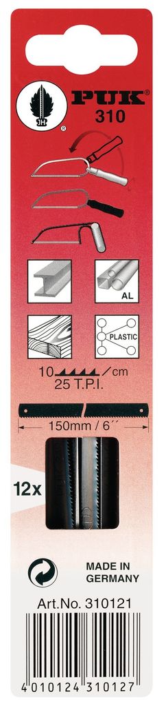 Metallsägeblatt 310 L.150mm ZpZ 25 1-s.12 St./Karte PUK Produktbild 
