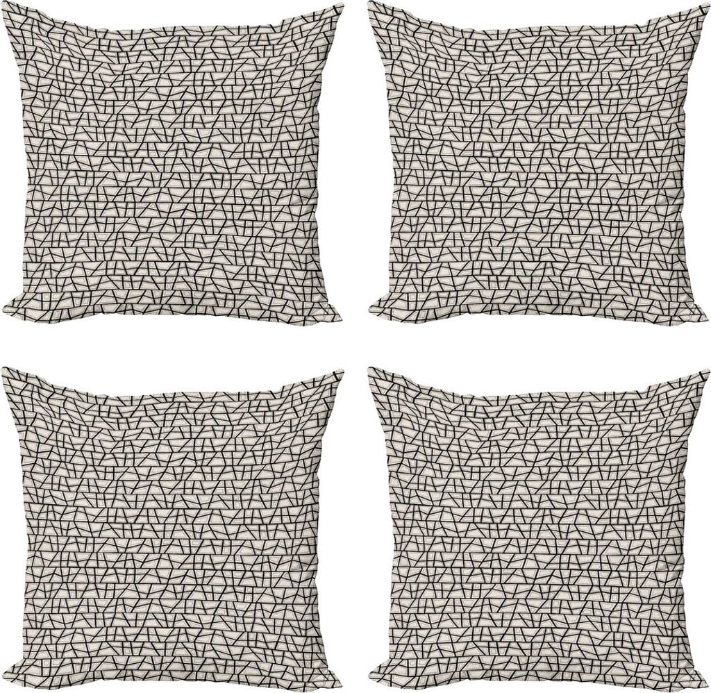 ABAKUHAUS Aboriginal Kissenbezug Set (4 Stück), abstrakte Geometrie, Moderner Doppelseitiger Digitaldruck, 50 cm x 50 cm, Eischale Koksgraue