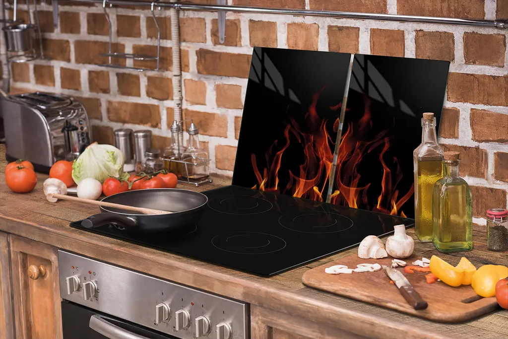 Copri Fornelli Induzione 75x52 in Vetro Nero - Set 2 Pezzi Eleganti - 8