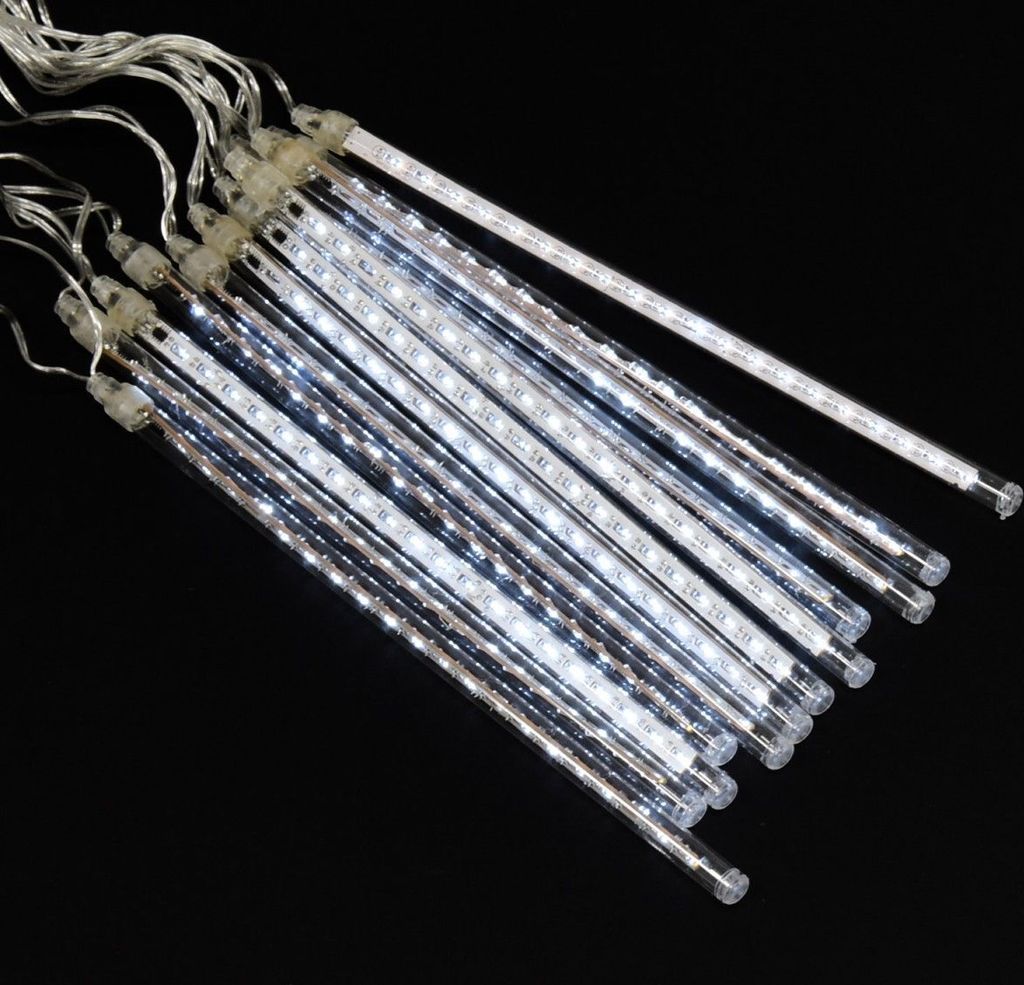 Meteor Lichter 240 LED 12 Lichterregen Lichterkette Stangen Kaltweiss  31 cm