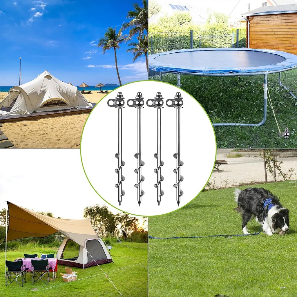 Lot de 4 Ancre de fixation au sol 305 cm - Kit de sécurité universel