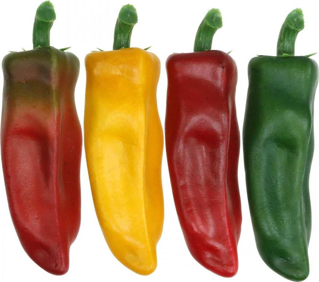 Deko-Paprika künstlich Schaufenster Gemüse 14cm 4er Set farbig, 4 Stück