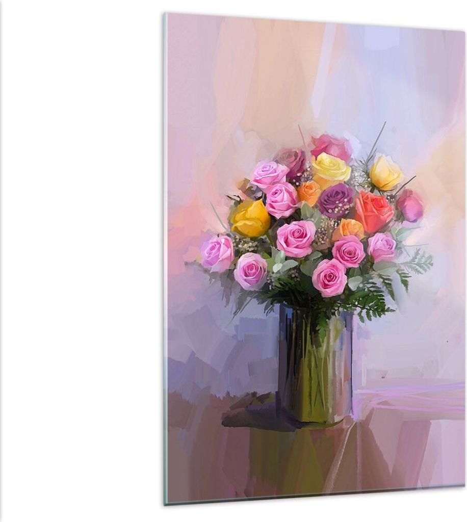 Bilder auf glas - Einteilig - Blumen Vase Grafiken - 80x120cm - Glasbilder - Wandbilder - Bilder - zum Aufhängen bereit - Wanddekoration aus Glas ...