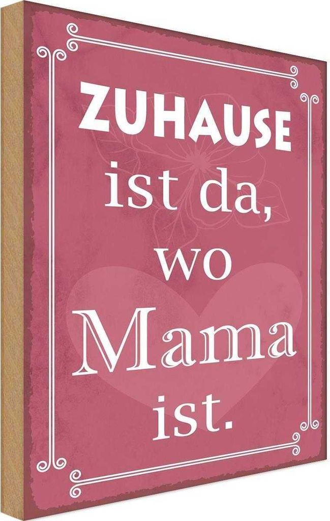 vianmo Holzschild 18x12 cm Zuhause ist da wo Mama Spruch Zitat