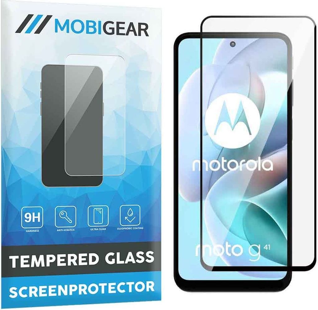 Mobigear Premium Motorola Moto G41 Panzerglas Gehärtetes Glas Displayschutz - Hüllenfreundlich - Schwarz