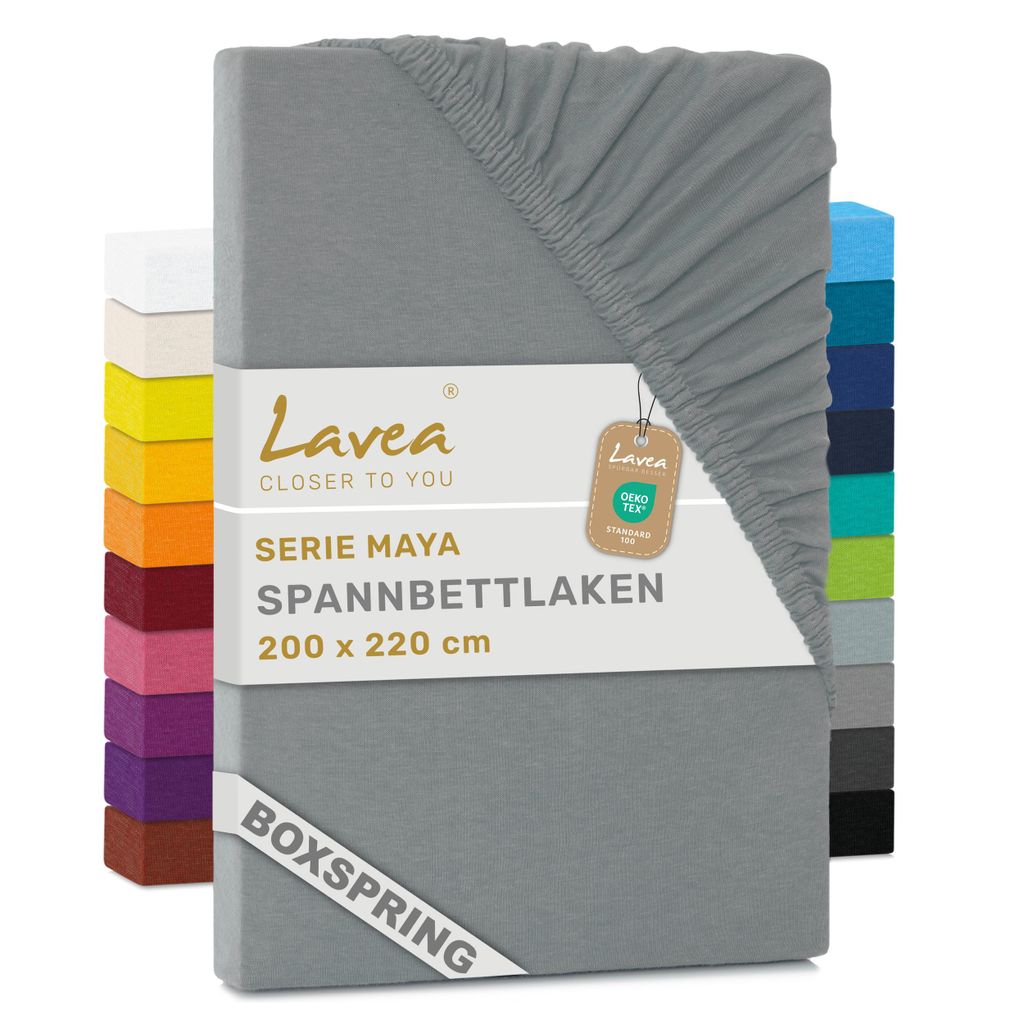 Lavea® Spannbettlaken 200x220 cm - Boxspringbett, Jersey, Produktbild 