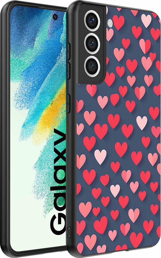 Geeignet für Samsung Galaxy S21 FE Telefon Fall mit rosa und roten Herzen drucken - TPU Backcover Fall mit rosa und roten Herzen Design - Smartpho...