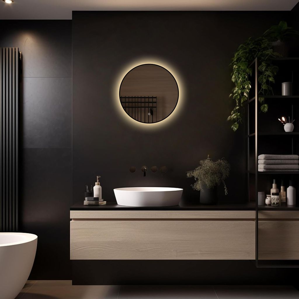 LoXa – Miroir de salle de bain rond Ilona avec LED 50 cm – Image du produit 