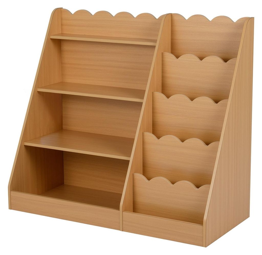 Kinderbücherregal mit 4 Ablagen und verstecktem Stauraum, Produktbild 