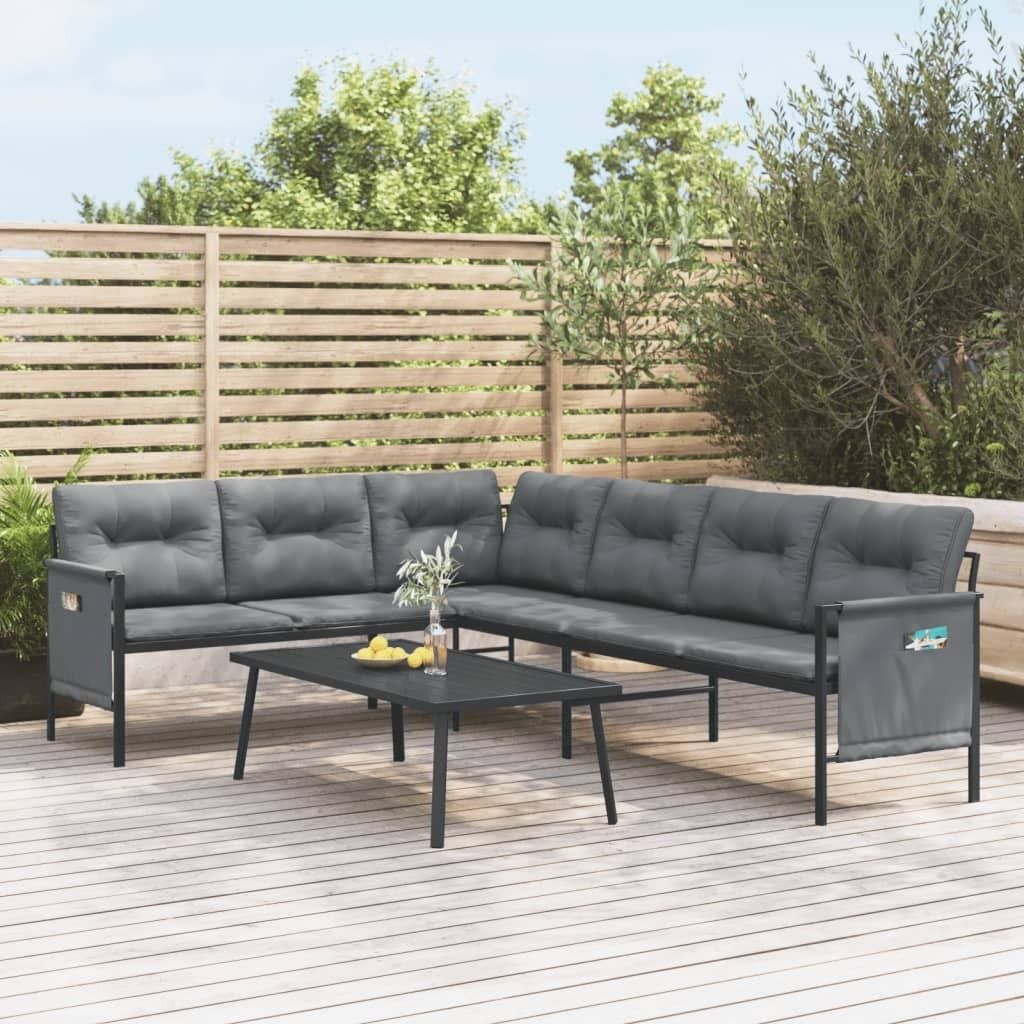 ZMH 2-tlg. Garten-Lounge-Set Anthrazit Stahl