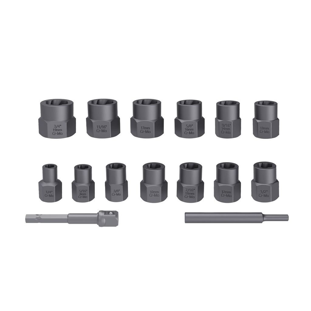 15tlg Bolzen Ausdreher Set 3/8" 8-19 mm / 1/4"-3/4" Produktbild 