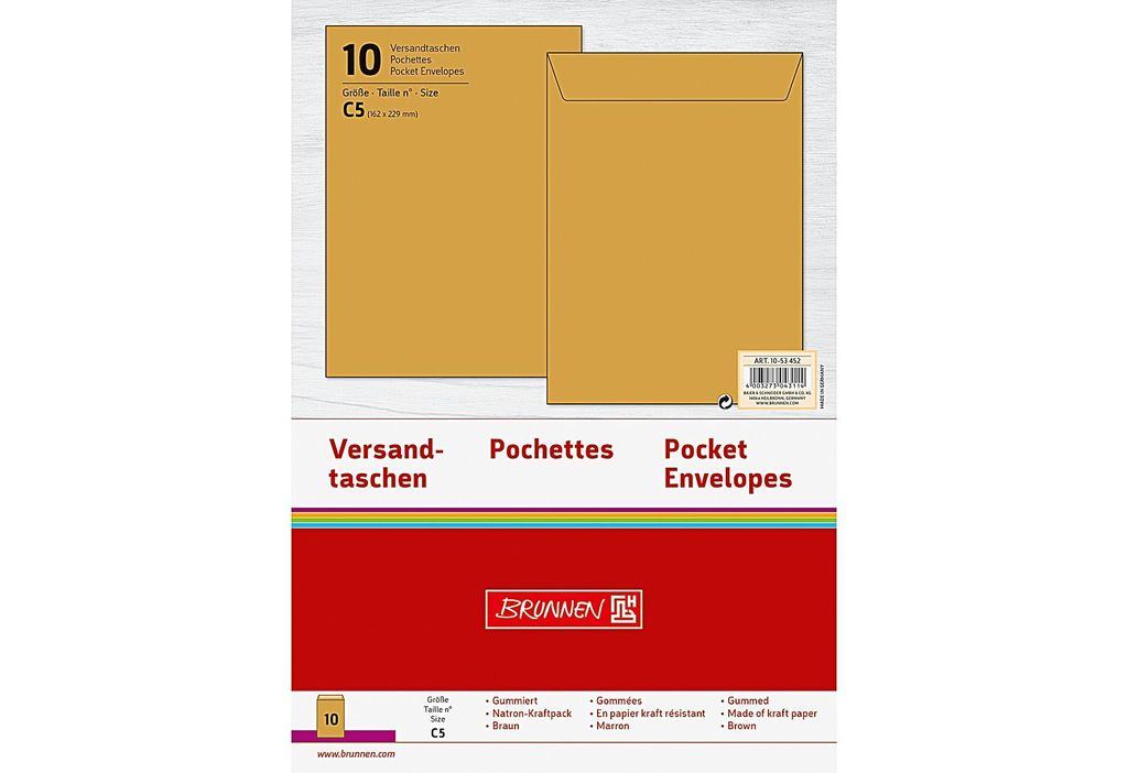 Brunnen 10-53 452, C5 (162 x 229 mm), Braun, C5 (162 x 229 mm), 70 g/m², ISO 269, 162 mm