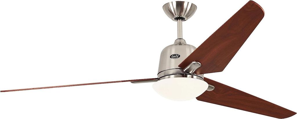 Energiespar Deckenventilator mit Beleuchtung und Fernbedienung Eco Aviatos 162 cm Chrom gebürstet / Kirschbaum