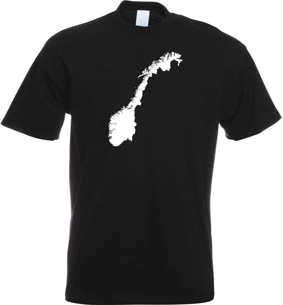 Kiwistar - T-Shirt - schwarz - Norwegen Umriss Kontur Herren Funshirt Bedruckt Design Sprüche Spruch Motive - mit Motiv Bedruckt - Funshirt Design...
