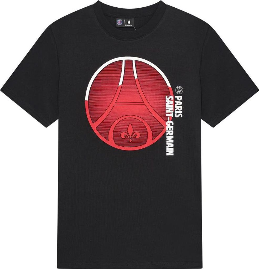 PSG großes Logo T-Shirt für Herren - Größe S / Small - Schwarz - Paris Saint-Germain T-Shirt für Erwachsene - Offizielles PSG T-Shirt