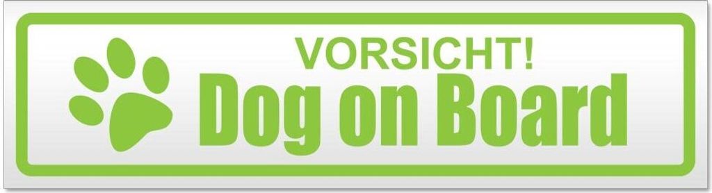 Kiwistar Vorsicht! Dog on Board Magnetschild Schild magnetisch - 45cm Lindgrün - Magnetfolie für Auto PKW Kfz