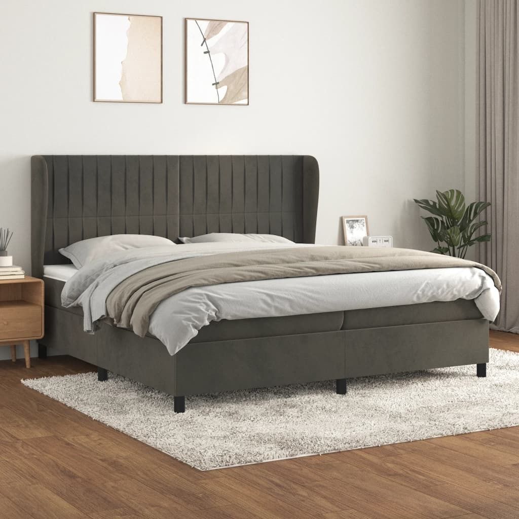 Boxspringbett mit Matratze Dunkelgrau 200x200 cm Samt , Klassische Betten Design 2024