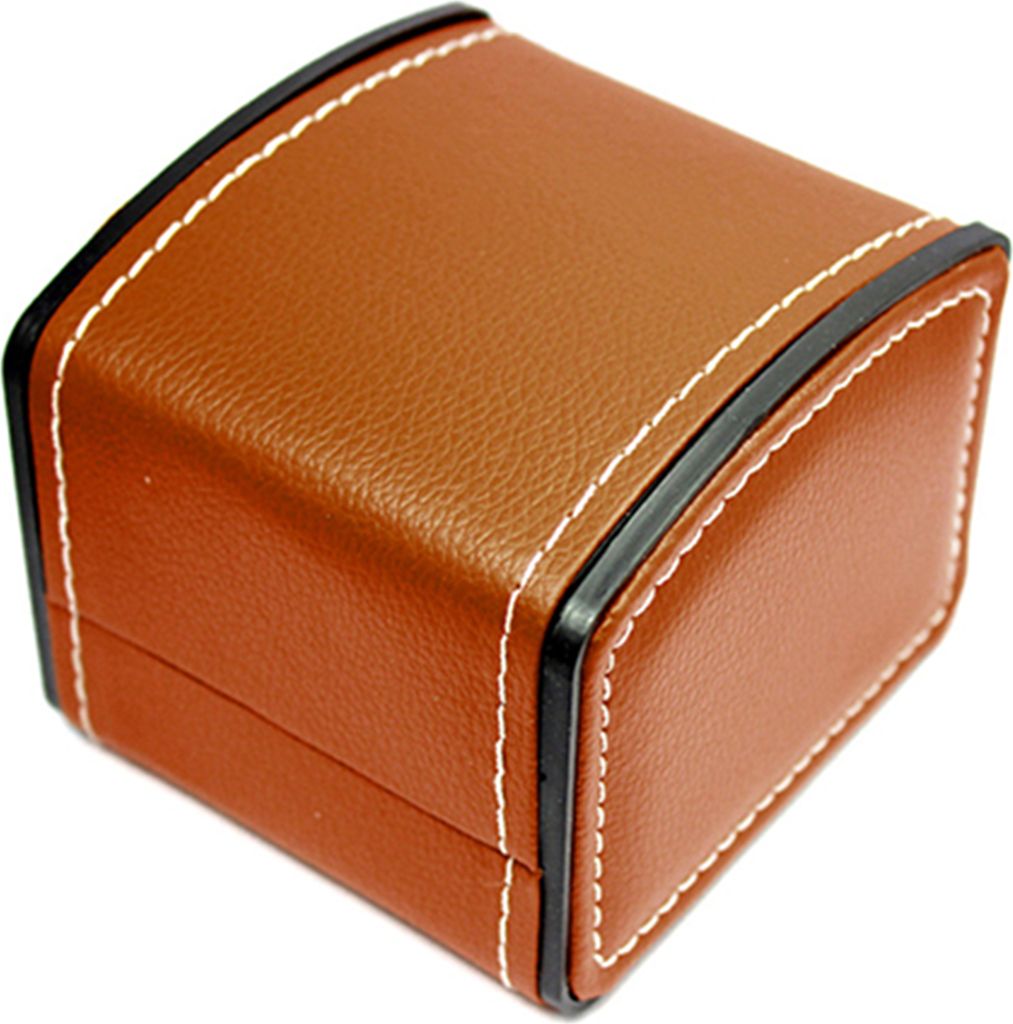 Quadratisches Schmuck-Uhrengehäuse aus Kunstleder, Geschenkbox mit Kissen-Braun