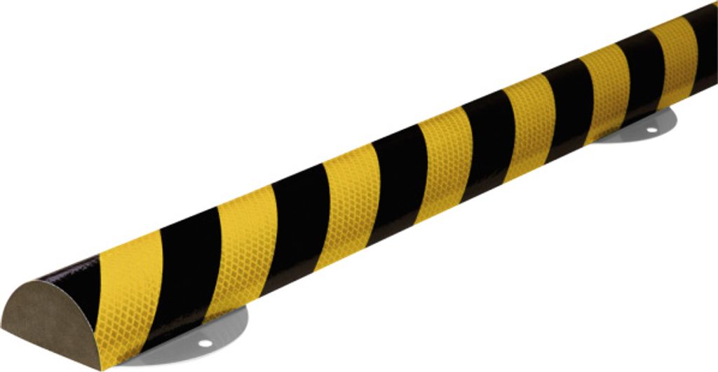 Warn- und Schutzprofil Typ C+ auf Edelstahlträger, g/s refl., 70x35 mm,Länge 1 m