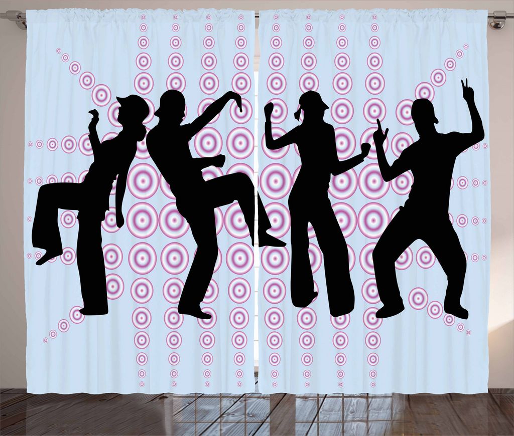 ABAKUHAUS HipHop Rustikaler Vorhang, Party im Club, Wohnzimmer Universalband Gardinen mit Schlaufen und Haken, 280 x 245 cm, Mehrfarbig