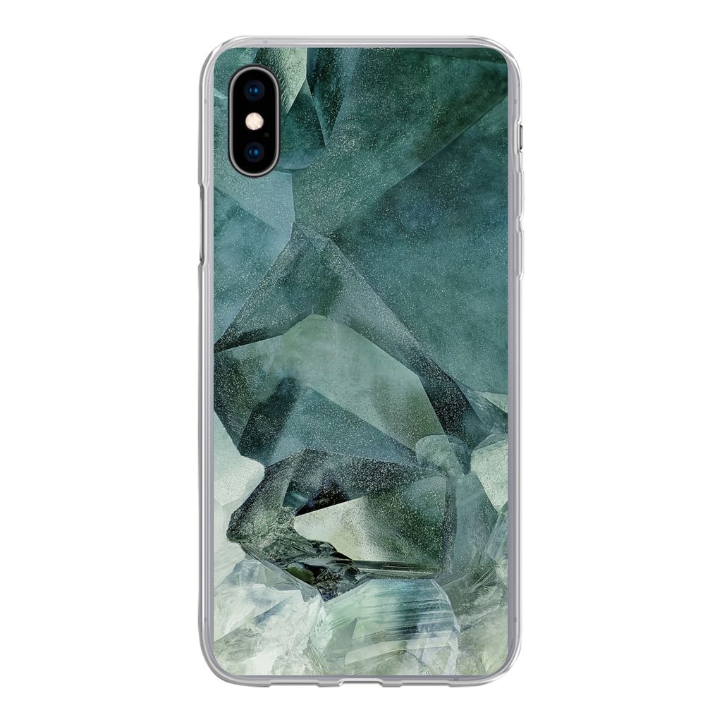 MuchoWow Handyhülle Schutzhülle Hülle für iPhone Xs Kristall - Naturstein - Luxus Silikon Softcase Handy Hülle - Handytasche