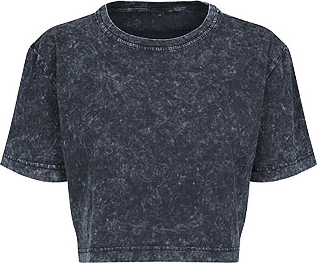 Build Your Brand BY054 | Damen Acid Washed Cropped Tee - Farbe: Darkgrey White - Größe: XS