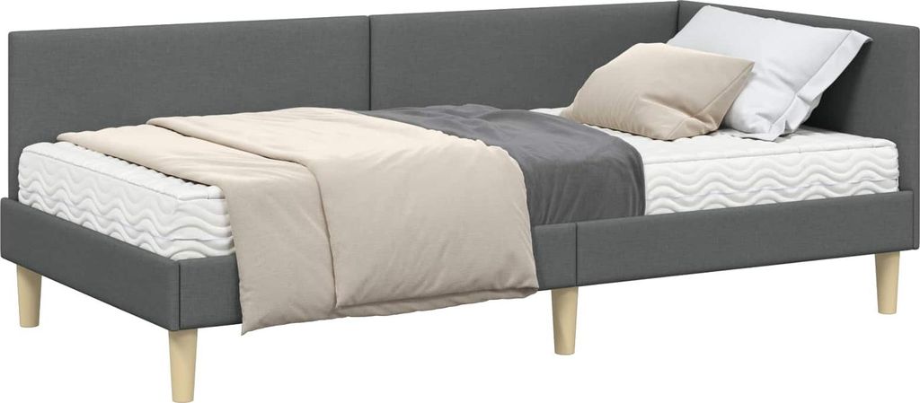 Eckbettgestell mit Matratze Sonstiges 2 pcs Grau Stoff