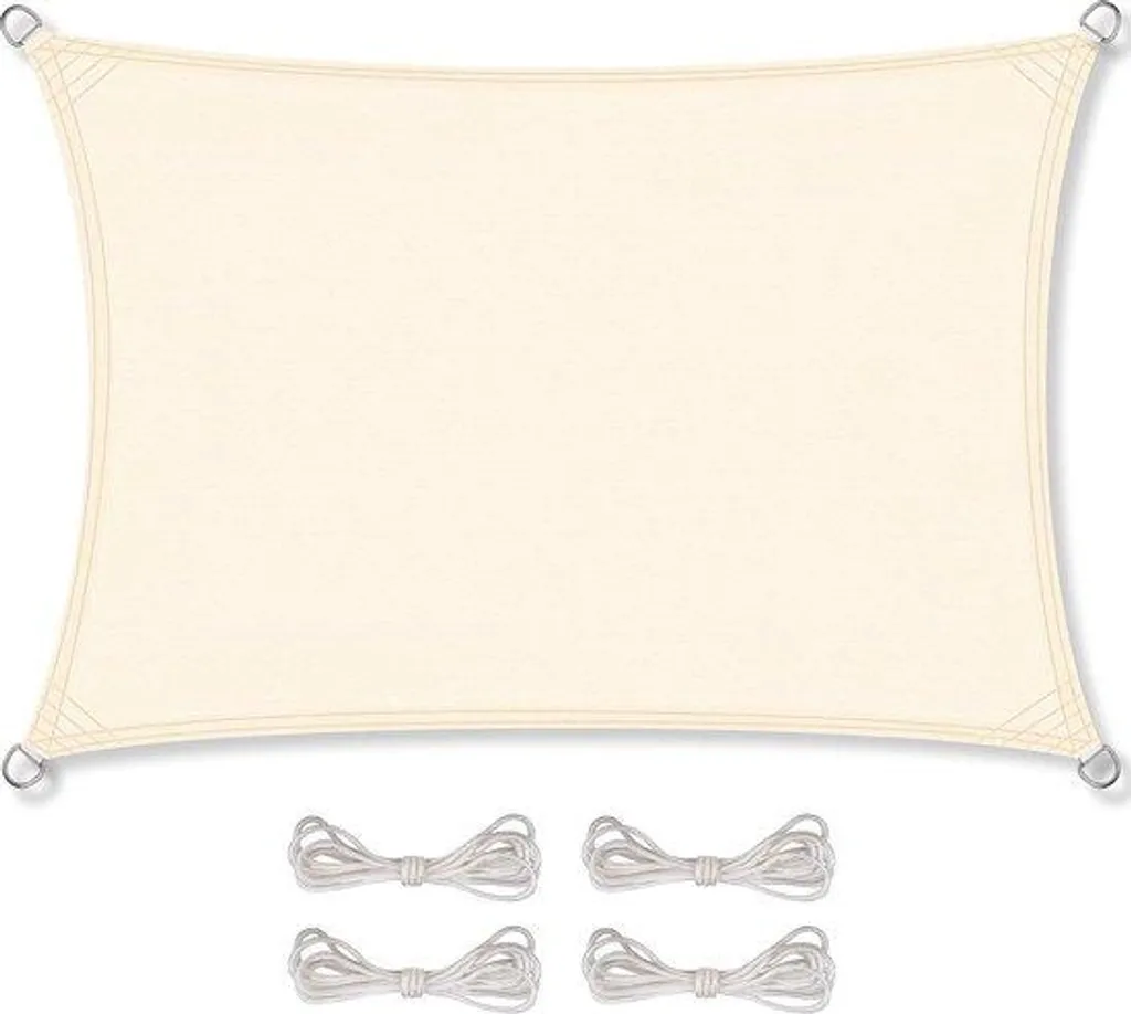 Voile d'Ombrage de Terrasse 3x4 m - Tente PES Imperméable Blanc Crème