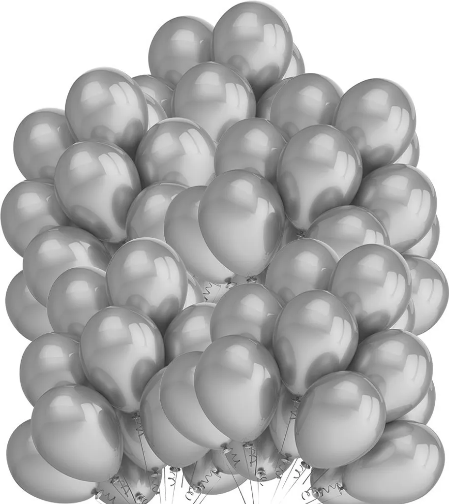 Jeu de 100 ballons gonflables gris métallisé de haute qualité festif