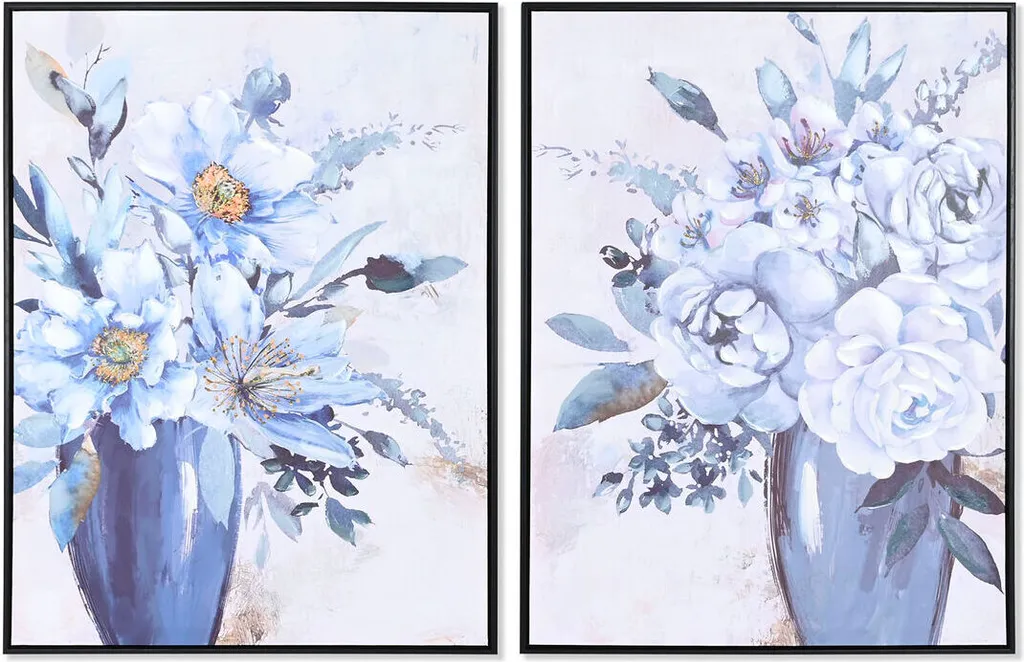 Décoration murale vase de fleurs 60x80 cm pour salon et entrée lot de 2