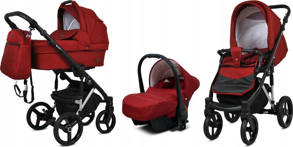 BabyLux UZO | 3in1 Kinderwagen Set | Chili | Kombikinderwagen | Kinderwagenset | Buggy + Babywa