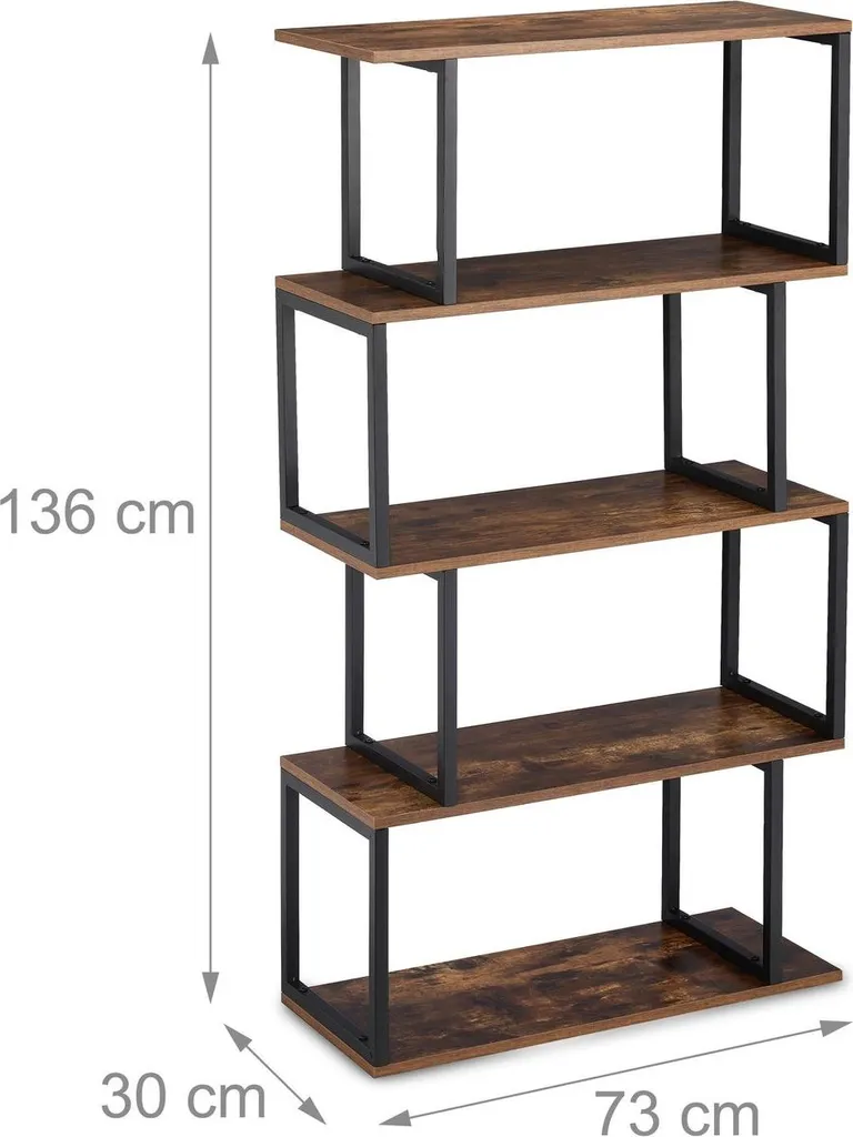 Bibliothèque Design Industriel à 5 Niveaux avec Structure Renforcée - 4