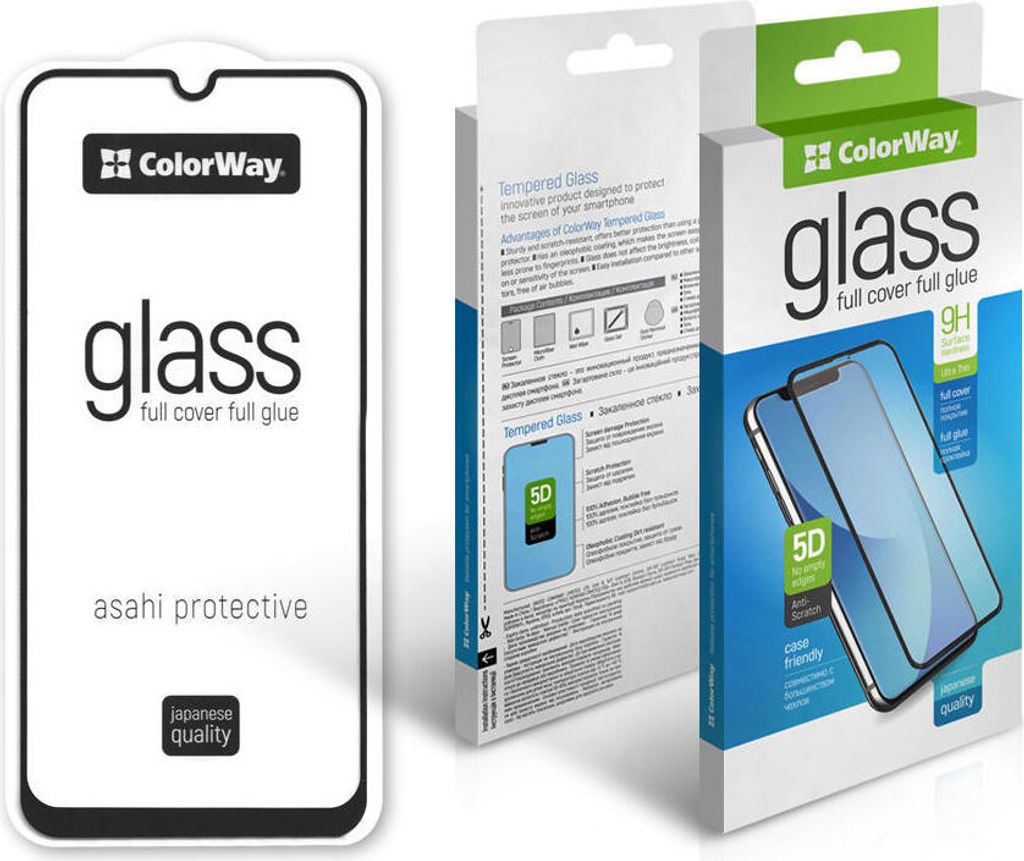 Vollkleber SchutzGlas ColorWay Panzerfolie 9H FC Xiaomi Redmi Note 13 schwarz