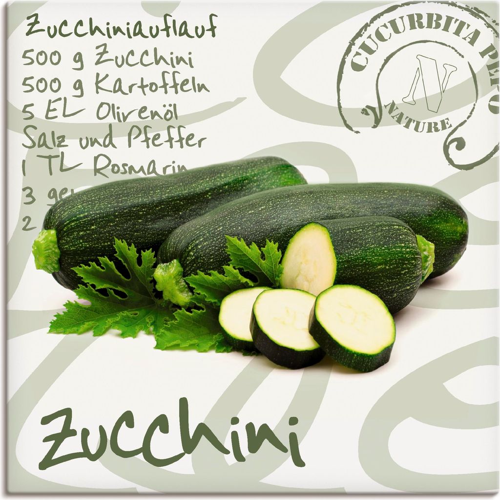 ARTland Leinwandbild Angeschnittene Zucchini Größe: 100x100 cm