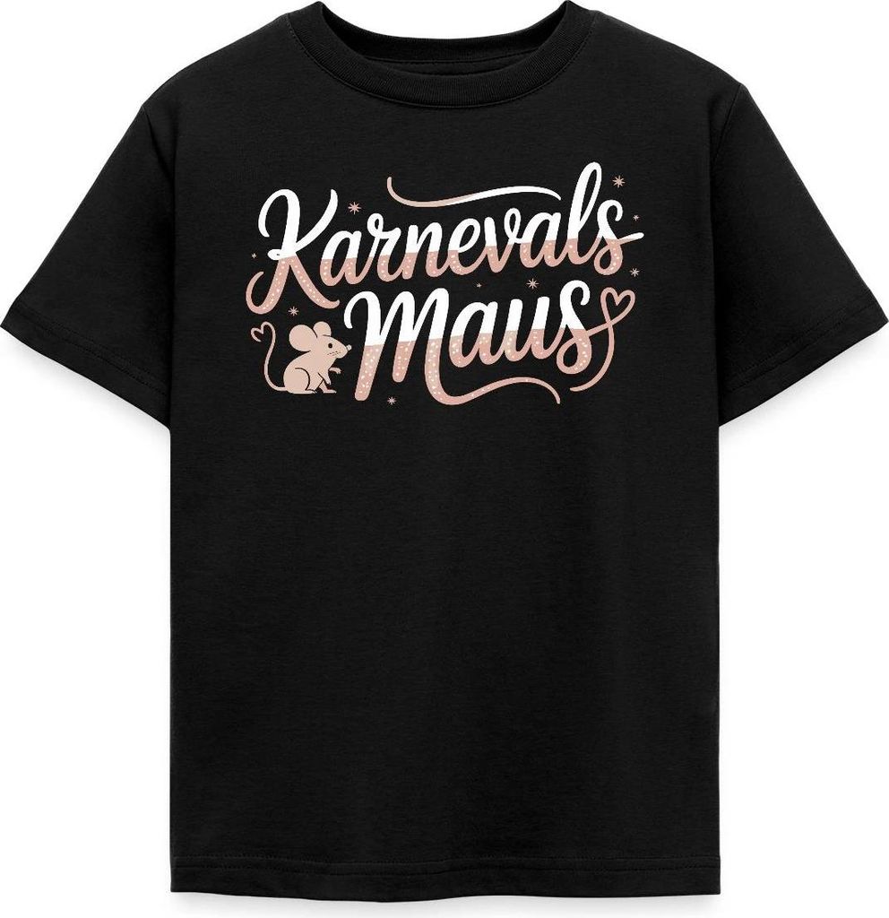 Spreadshirt Karnevalsmaus Karneval Outfit Süß Kinder T-Shirt, 122/128 (7-8 Jahre), Schwarz