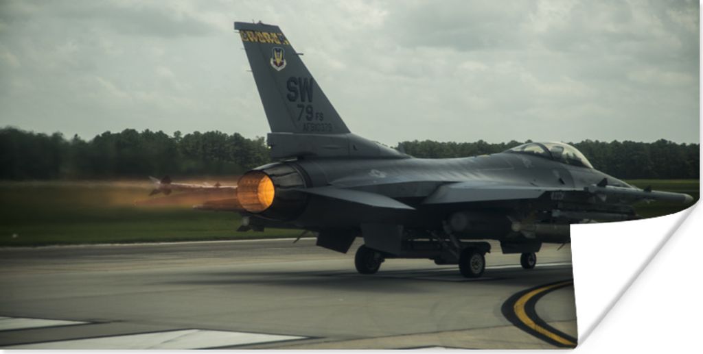 MuchoWow Poster Flugzeuge - Düsenjäger - Feuer 40x20 cm - Poster für die Wand - Poster Schlafzimmer