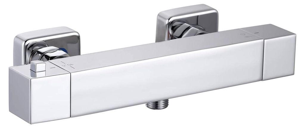 Duscharmatur mit Thermostat, Chrom Mischbatterie Dusche Thermostat mit 40°C Sicherheitstaste, Aufputz Armatur Dusche Messing Thermostat Dusche