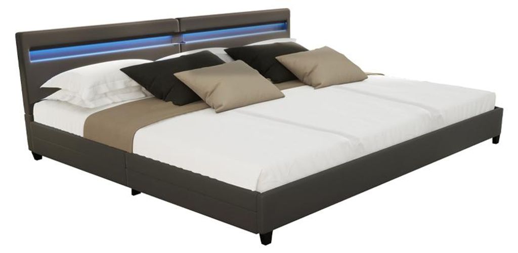 HOME DELUXE - LED Bett NUBE - Dunkelgrau, 270 x 200 cm - Produktbild 