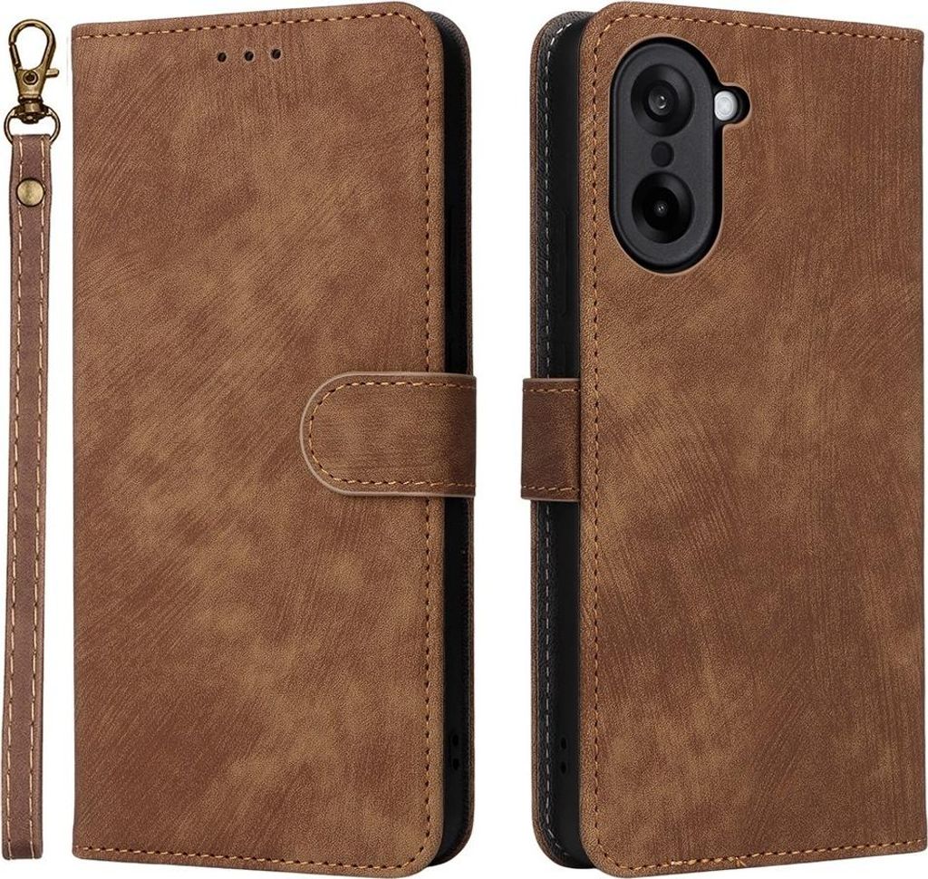 OnePlus Nord CE5 Hülle - Coverup Klapphülle mit Schlüsselband - Braun