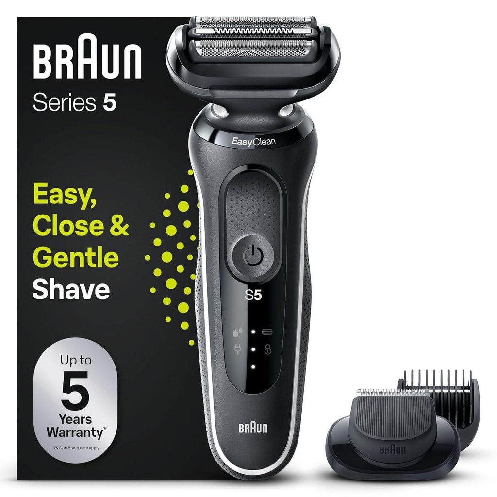 Series 5 Elektrorasierer mit EasyClick-Aufsatz, Bartschneider, Rasierer Männer, EasyClean, Wet & Dry, Geschenk Mann, Germany, 51-W1500s