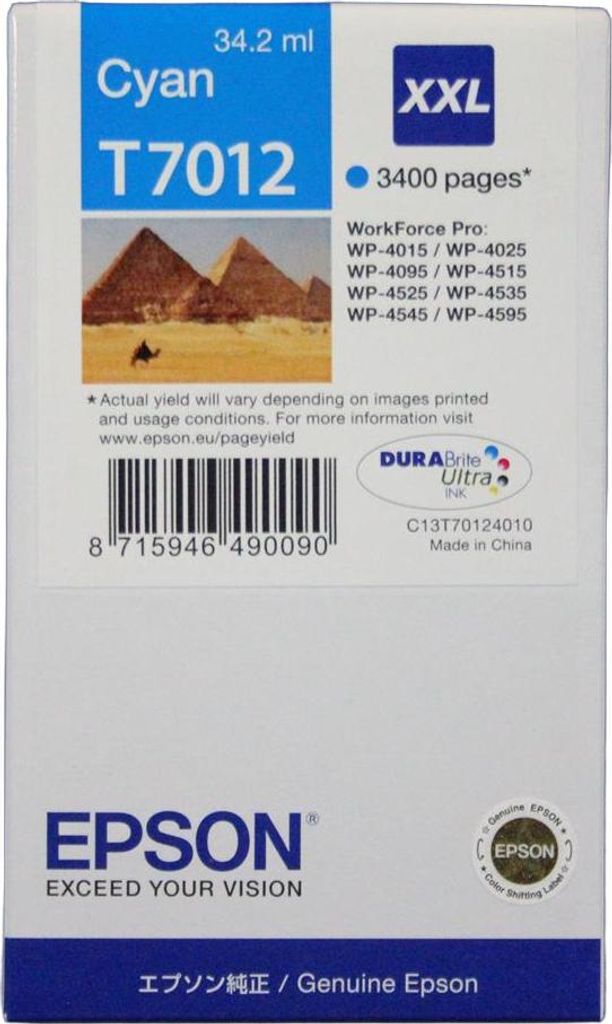 Epson Tintenpatrone XXL cyan T 701 WorkForce Pro T 7012 Produktbild 