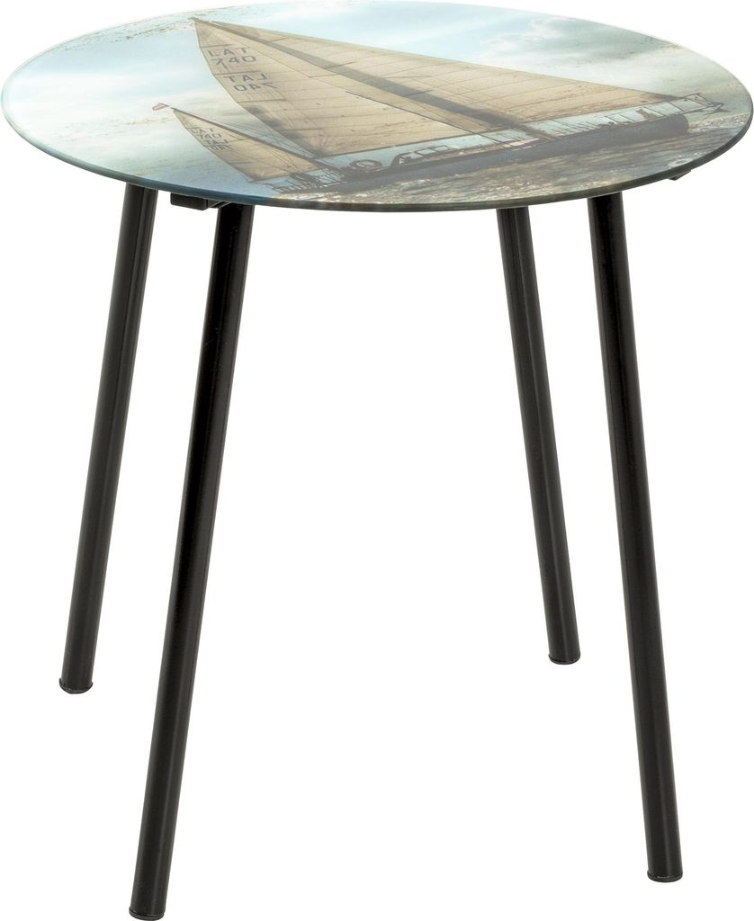 HAKU Möbel Beistelltisch Motiv, schwarz - Metall, Sicherheitsglas 5 mm, B/H/T: 40x41x40 cm