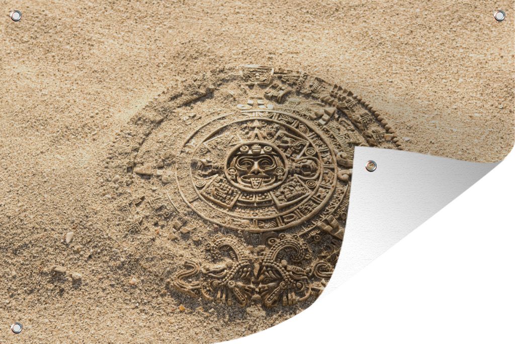 MuchoWow 60x40 cm Outdoor-Poster Gartendeko Sichtschutz Garten Poster für den Garten Mysteriöser Kalender der Azteken