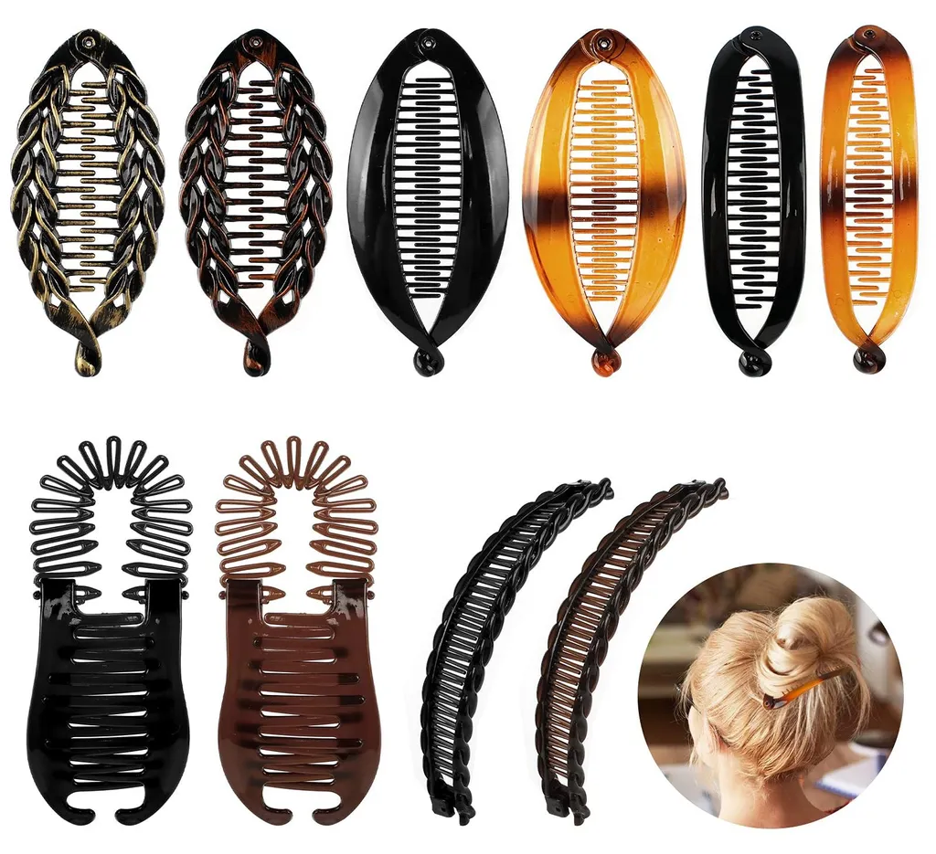 Lot de 10 Barrettes Banane Vintage en Forme de Poisson pour Femmes