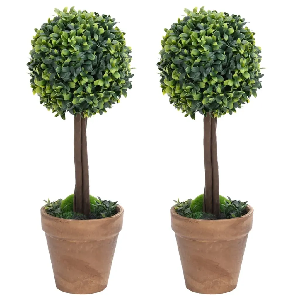 Alberi artificiali in cassetta 2 pezzi con vaso a forma di palla verde 56 cm