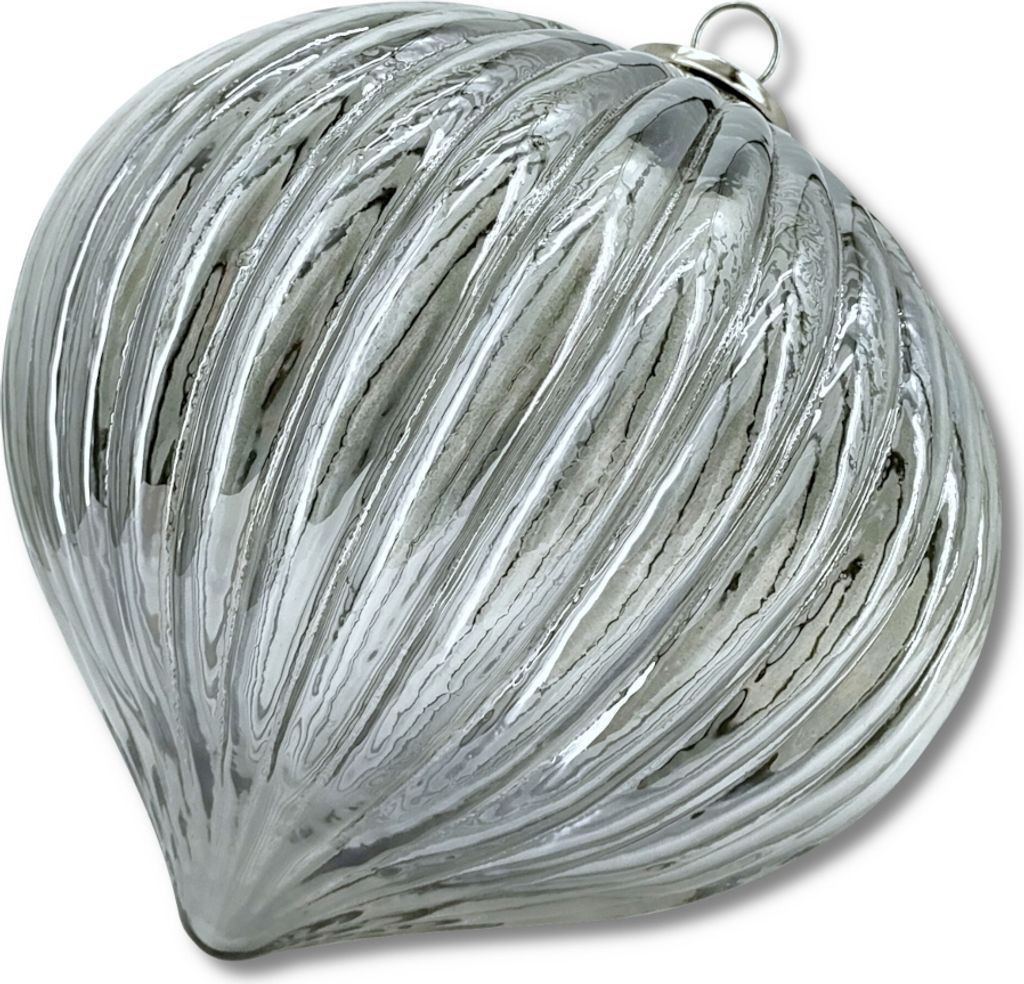 Glas Kugel Tropfen grau-schwarz 20 x 25cm Deko-Kugel Glastropfen Glaskugel