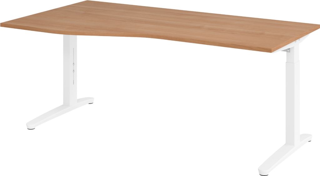 bümö Schreibtisch Serie-XB - Nachbildung: Nussbaum, Größe: 180 x 100 cm, Gestell: Weiß