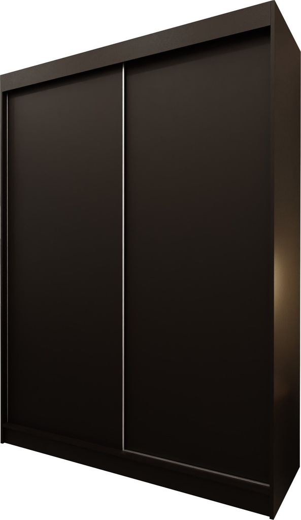 Masseno Schiebetürenschrank SOFIA 150 cm Kleiderschrank Schlafzimmer Schrank 2-türig Schwarz