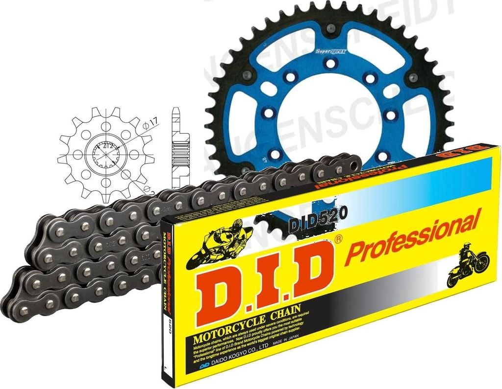 DID Kit Stealth (blau) TM Cross 125 03-15/Enduro 12... 12-50-114 DID520 Clip